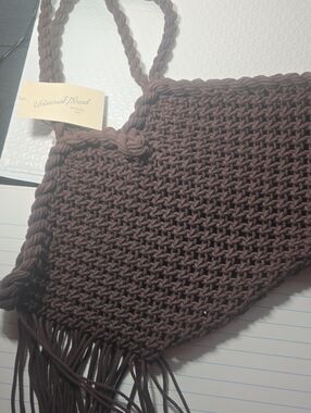 Universal Thread Brown Macramé Fringe Shoulder Bag